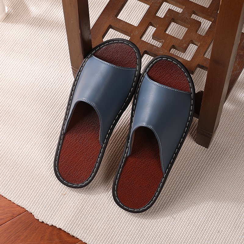 Wholesale customized logo size quick drying summer spring soft man slipper shoes leather slides sandal for men