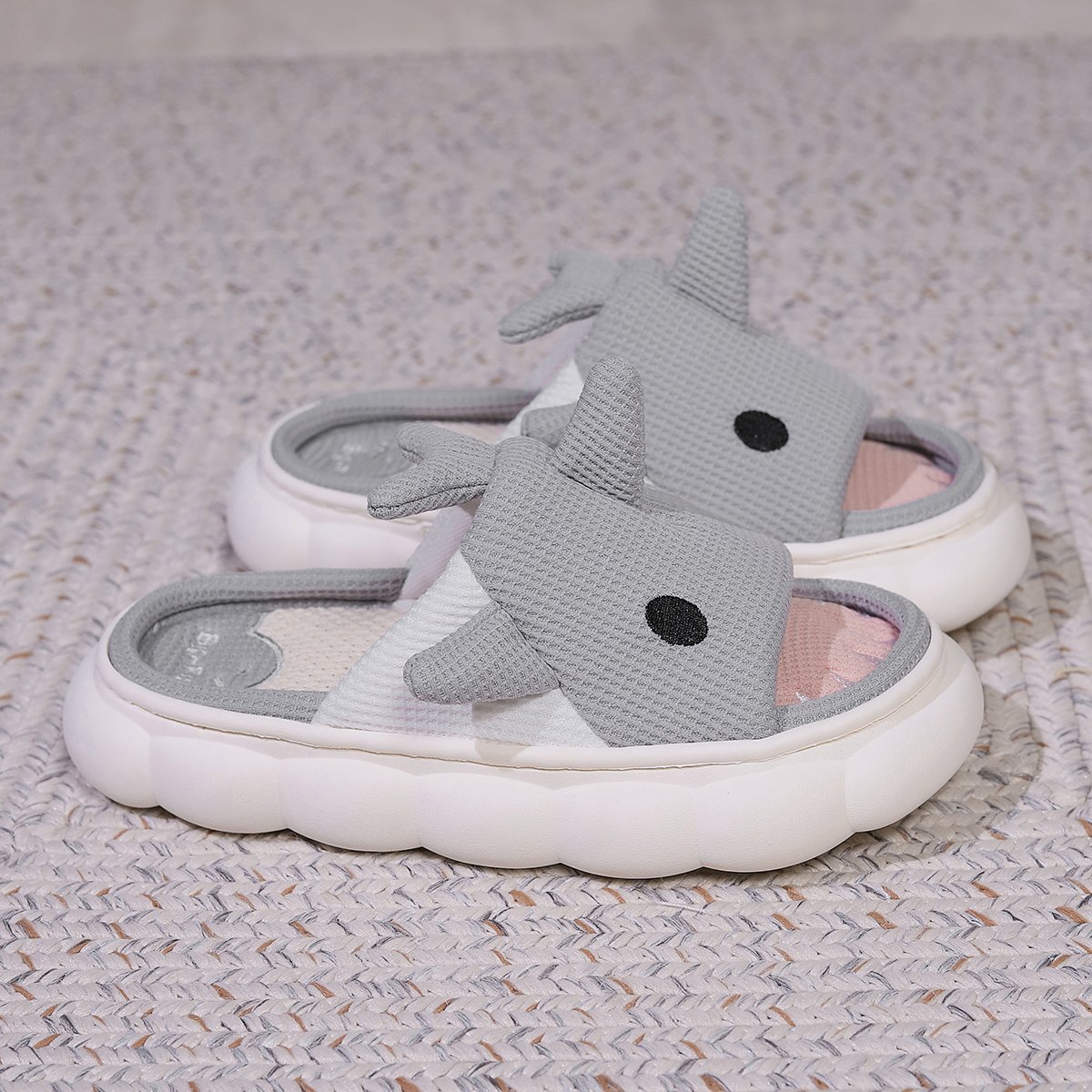 Custom Shark Pink Pig sprints Open Toed Thick Sole Soft Slides Slippers Animal Prints Cotton Fabric and Linen Soft Slippers