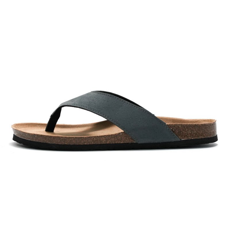 Custom Cork Sandals Open Toe Slip on Slide Slippers Men Comfortable Walking Orthopedic Thong Cork Flip Flops EVA Outdoor PU