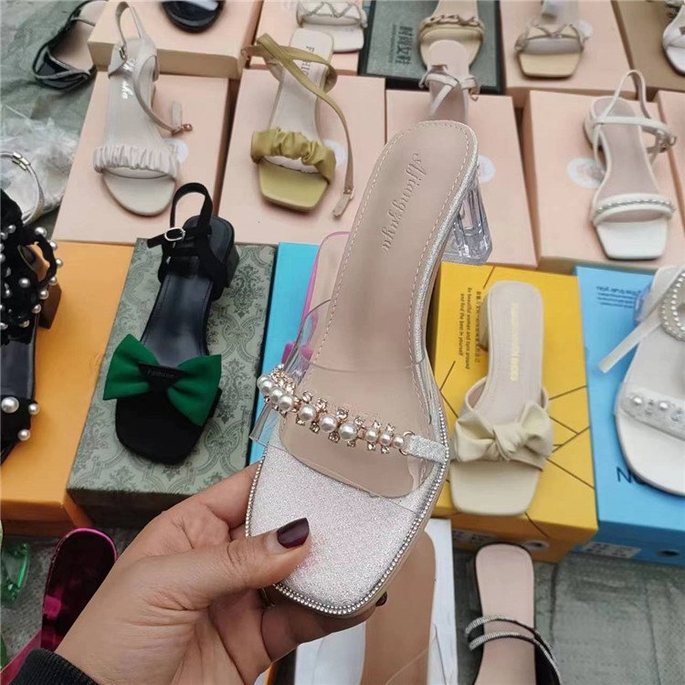 Luxury Fashion Women high heel Sandals Slippers Mix Design Breathable Mesh Lining for Summer Factory Direct Sales