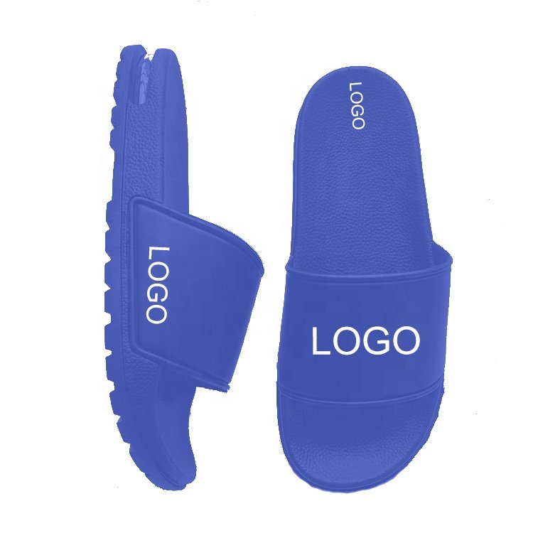 Summer Wholesale Unisex Blue Custom Slides with Designed Logo Different Colors Soft Air Cushion Sole Slippers for Netherlands