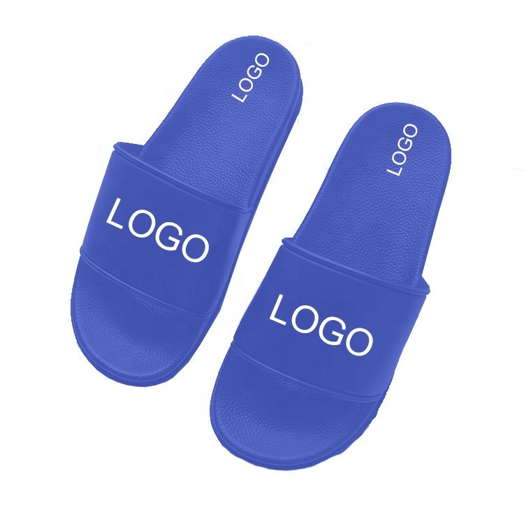 Summer Wholesale Unisex Blue Custom Slides with Designed Logo Different Colors Soft Air Cushion Sole Slippers for Netherlands