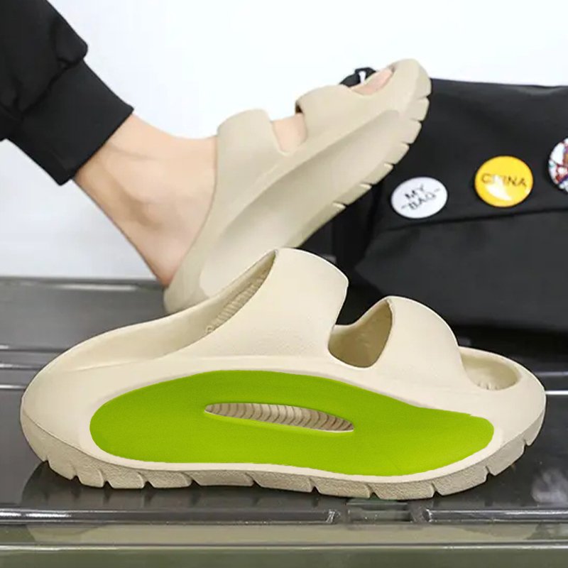 Lightweight Casual Mens Slides Shoes Thick-Soled Double Strap Eva Flip Flops Custom Logo Slides Slipper Beach Sandals Men