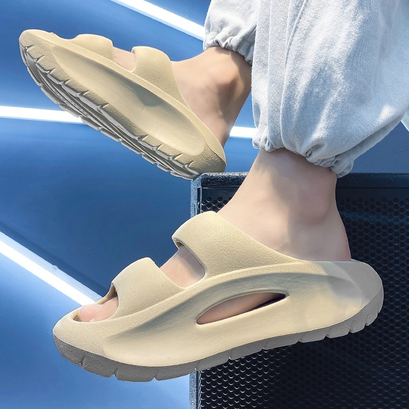 Lightweight Casual Mens Slides Shoes Thick-Soled Double Strap Eva Flip Flops Custom Logo Slides Slipper Beach Sandals Men