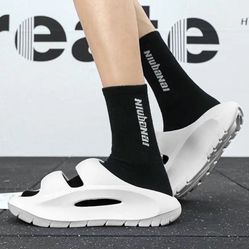 Lightweight Casual Mens Slides Shoes Thick-Soled Double Strap Eva Flip Flops Custom Logo Slides Slipper Beach Sandals Men