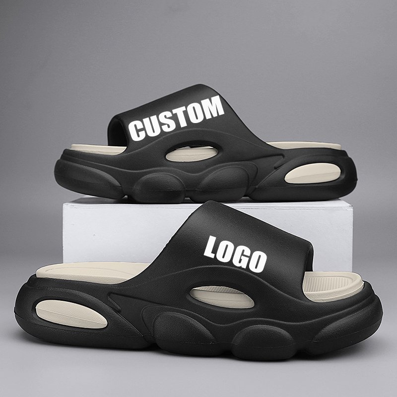 Custom Designer Logo Printed Slides Slippers Plain Thick Soled Sandals Embossed Cartoon Beach Mens Customize EVA Slides