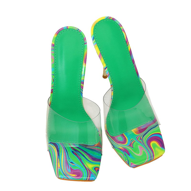 Spring Summer Multicolour Designer 2023 Heels Fashion Transparent Shoes Sexy Slides Female Clear Slippers For Women