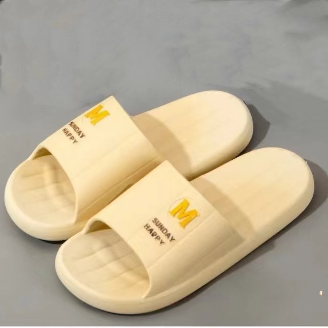 Beach Slides Slippers Sandals Non-Slip Lightweight Thick Sole Summer Couple Home Bath Shoes for Men Students