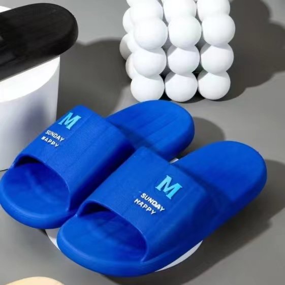 Beach Slides Slippers Sandals Non-Slip Lightweight Thick Sole Summer Couple Home Bath Shoes for Men Students