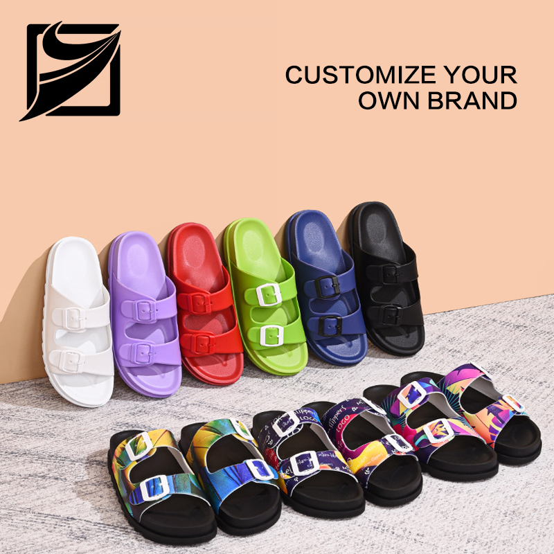 Pillow slides slippers High quality Custom design slides Double-buckle Adjustable Strap Size Pillow Slippers