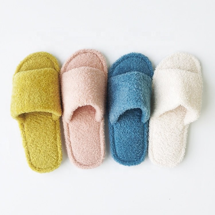 2022 New Fashion Winter Spring fleece furry slippers Indoor Outdoor new blue Color Soft fluffy towel sliders for women