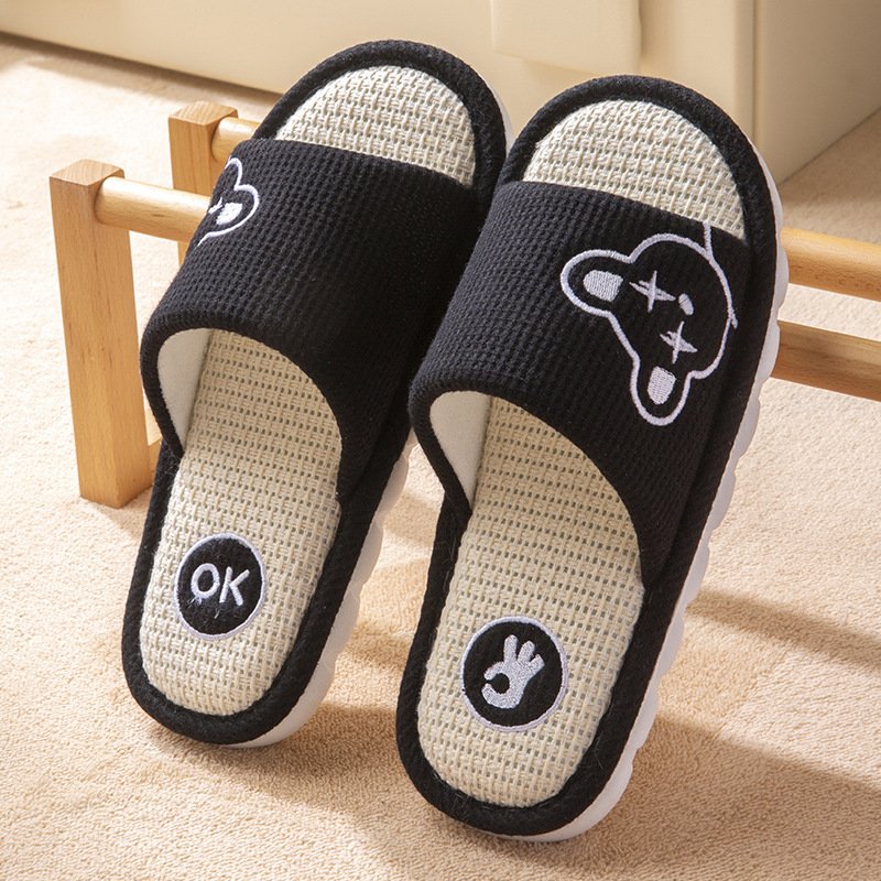 Wholesale Designer For Women Home Hemp linen Summer Slippers For Women Slides Slippers