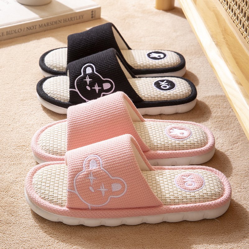 Wholesale Designer For Women Home Hemp linen Summer Slippers For Women Slides Slippers