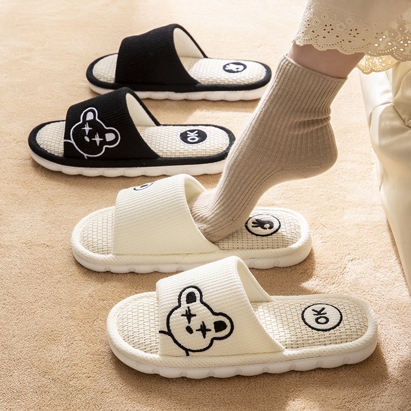Wholesale Designer For Women Home Hemp linen Summer Slippers For Women Slides Slippers
