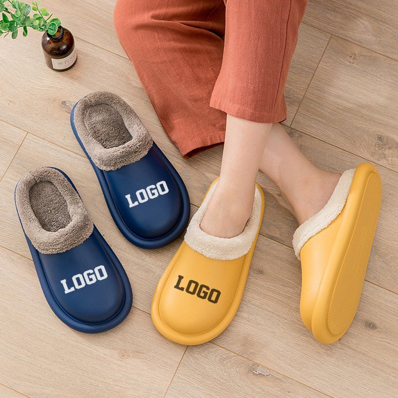 Winter Designer Custom Home Cotton Warm Plush Slides Mules Slippers Footwear Custom Logo For Women Men Unisex