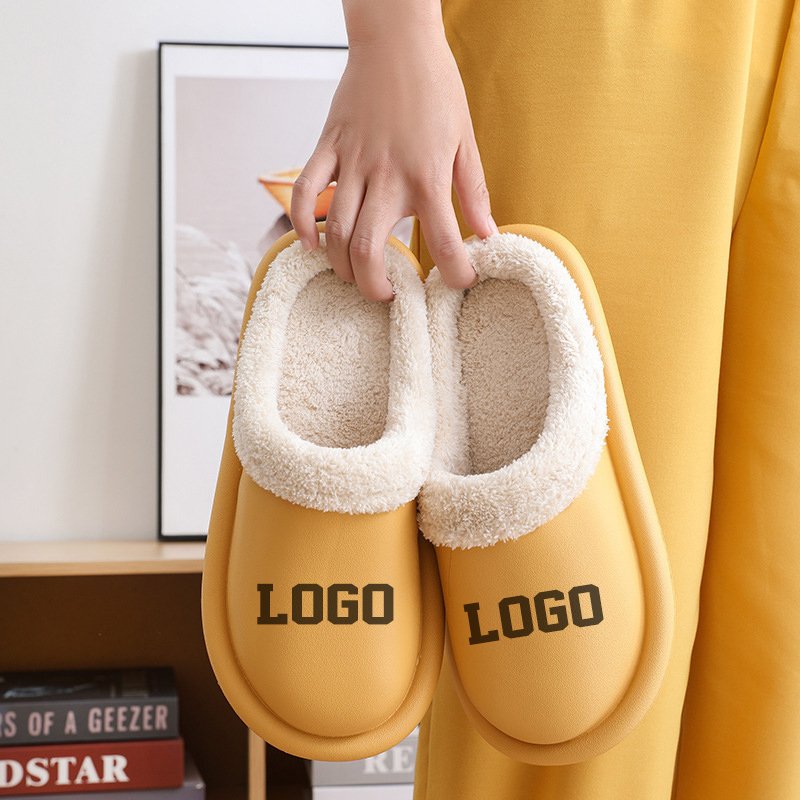 Winter Designer Custom Home Cotton Warm Plush Slides Mules Slippers Footwear Custom Logo For Women Men Unisex