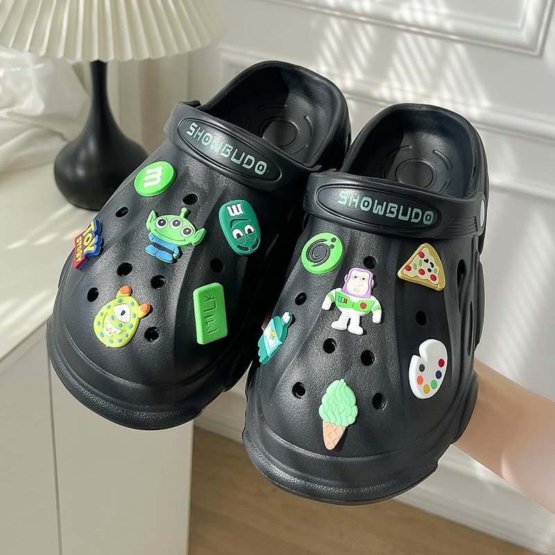 2024 Hot Sale Diy Waterproof Cross Hole Shoes Summer Thick Sole Beach Nurse Anti-slip Lab Anti-static Toe Head Comfort Sandals