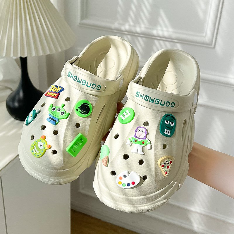 2024 Hot Sale Diy Waterproof Cross Hole Shoes Summer Thick Sole Beach Nurse Anti-slip Lab Anti-static Toe Head Comfort Sandals