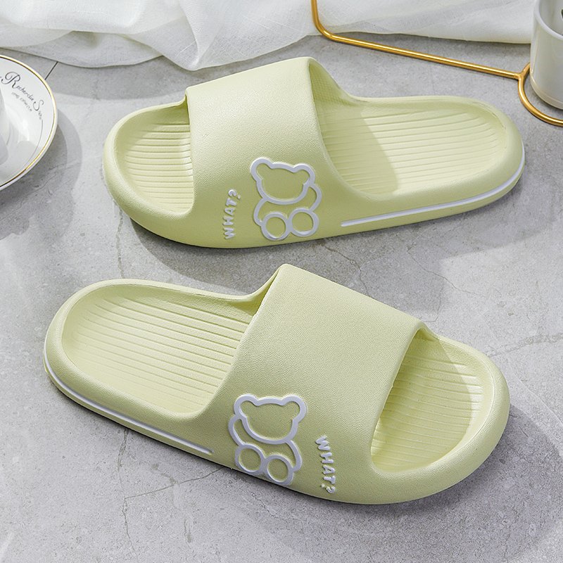 Bear environmental house bathroom rubber non slip cartoon print EVA slides slippers custom winter women for guests