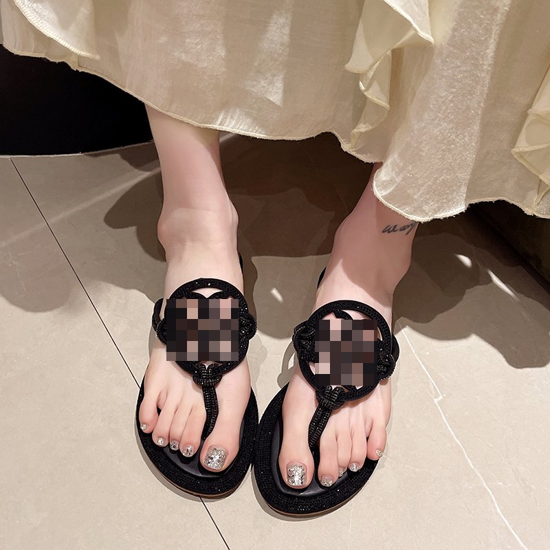 Luxury Roman Women's Flat Sandals High Heel Summer Casual Slippers with Rhinestones Trendy Fashion Ladies' Shoes New Arrival