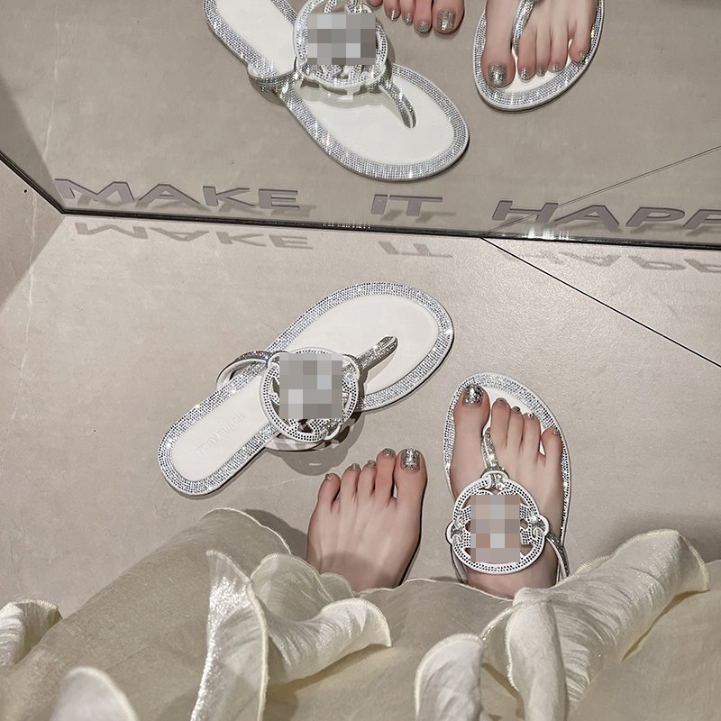 Luxury Roman Women's Flat Sandals High Heel Summer Casual Slippers with Rhinestones Trendy Fashion Ladies' Shoes New Arrival