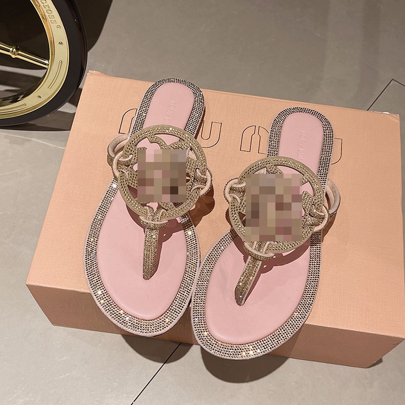 Luxury Roman Women's Flat Sandals High Heel Summer Casual Slippers with Rhinestones Trendy Fashion Ladies' Shoes New Arrival