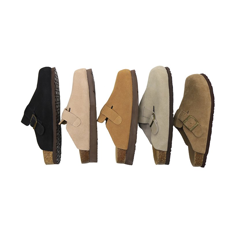 Real waterproof Leather Summer Clogs Slides Cork Sole Birkenstocks Platform Beach Sandals Slippers