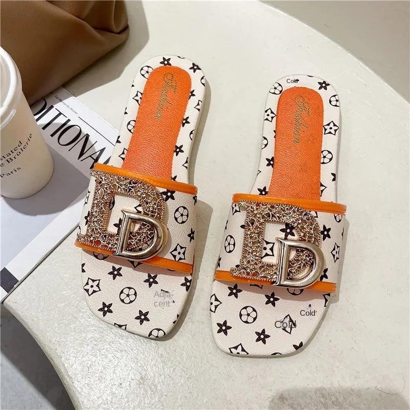 Hot Sale Stylish Square Head Women's Slippers PVC EVA Fashionable Flat Sandals For Women And Ladies
