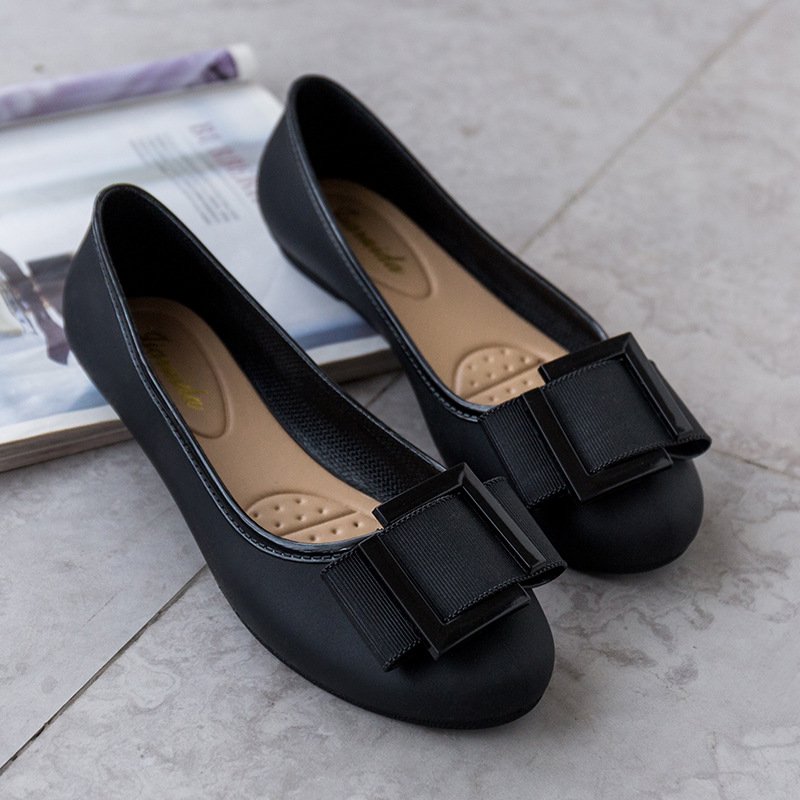 High Quality Pvc Eva Round Toe Square Plastic Buckle Decoration Breathable Flat Autumn Shoes Women's Shoes