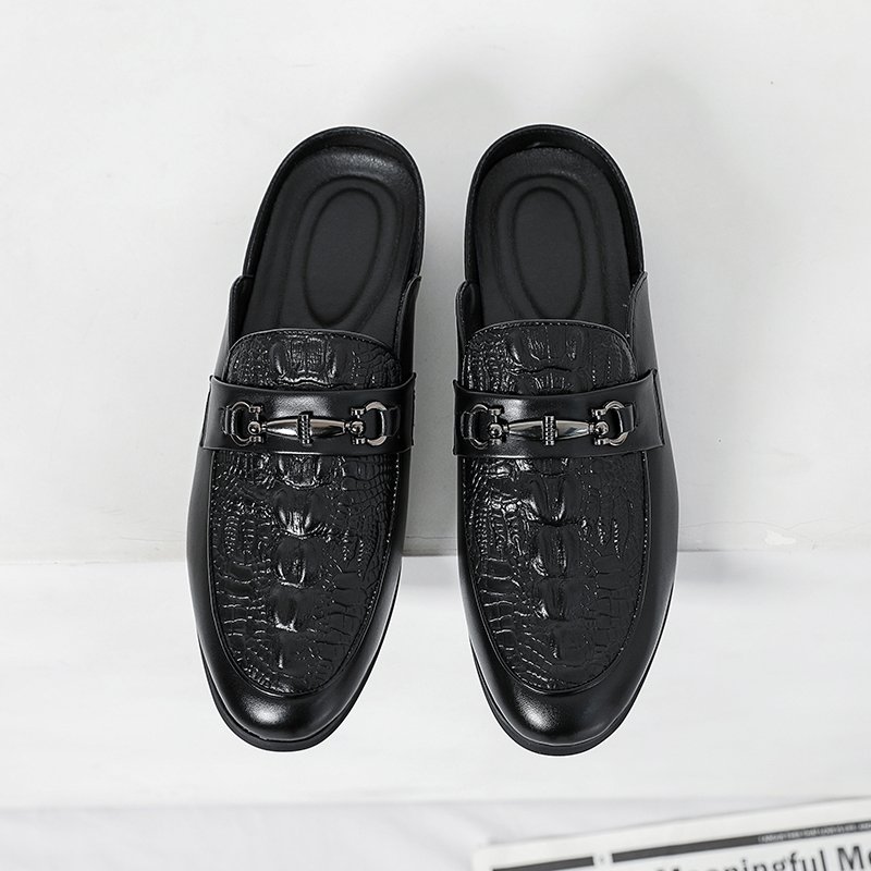 770 summer men shoes stock alligator print black half shoes slides slippers