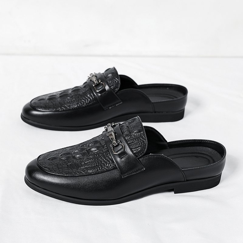 770 summer men shoes stock alligator print black half shoes slides slippers