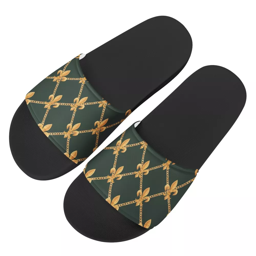 2021 Fashionable EUR Baroque Style Printed Slippers Top Grade Design Flat Slipper Beach Slides Sandals Wholesale Cheap Price