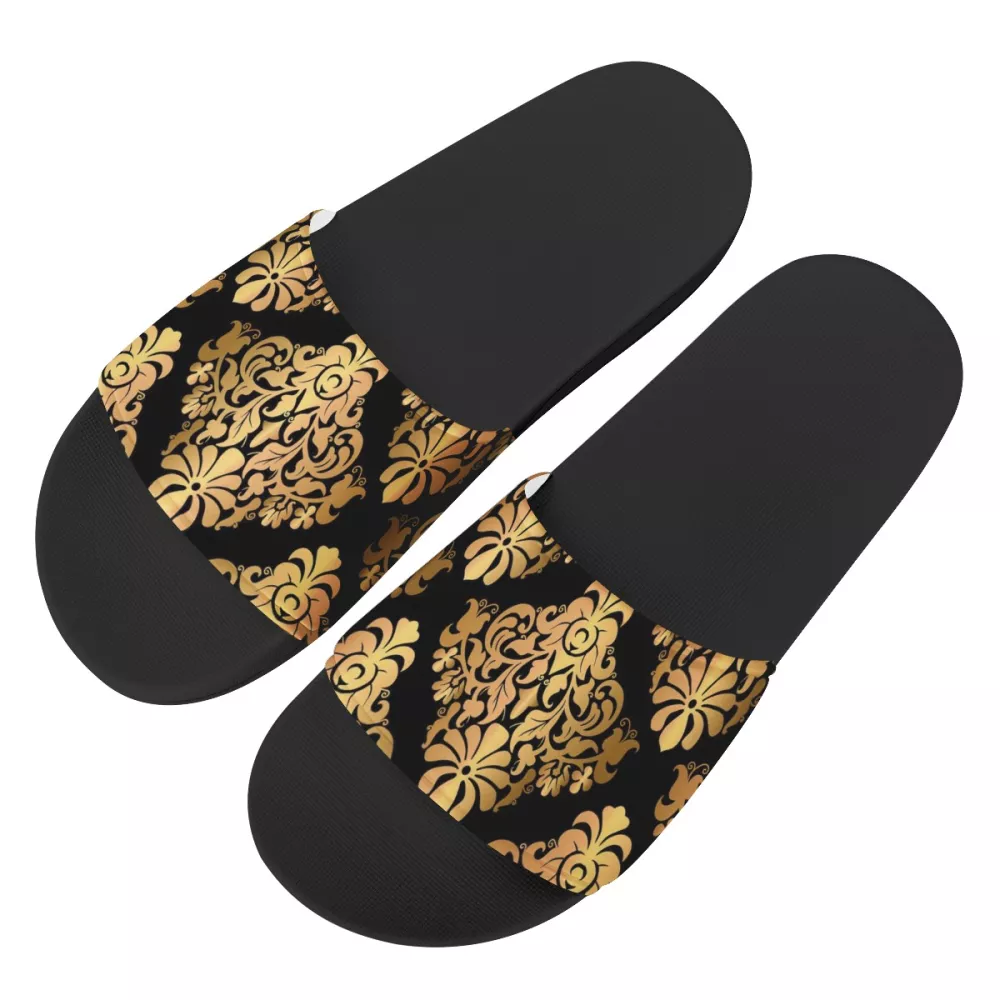 2021 Fashionable EUR Baroque Style Printed Slippers Top Grade Design Flat Slipper Beach Slides Sandals Wholesale Cheap Price