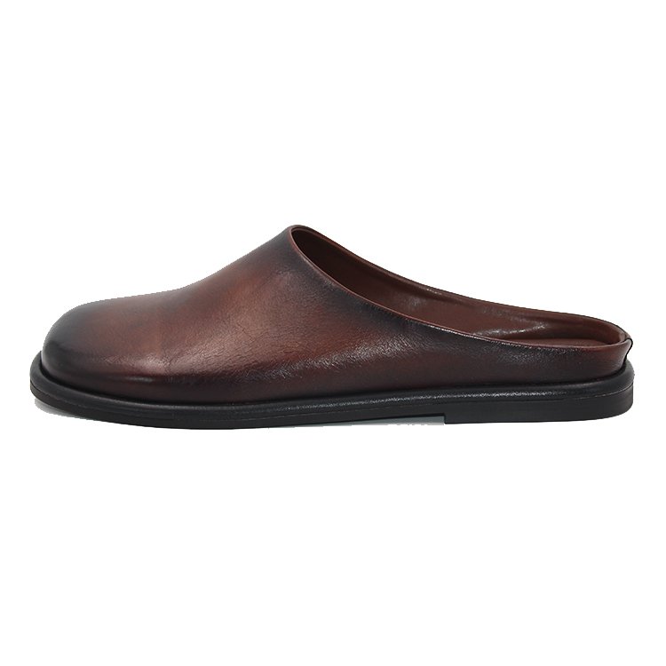 Fashion Round toe mule Luxury Calf leather Loafer Branded mule OEM Chinese Men LEATHER Summer mule