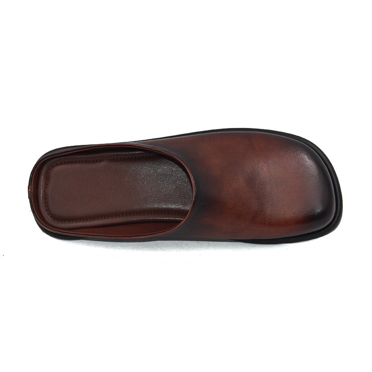 Fashion Round toe mule Luxury Calf leather Loafer Branded mule OEM Chinese Men LEATHER Summer mule