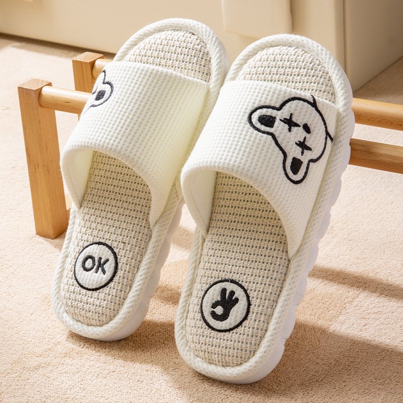 Slippers for Women Men Linen Slippers Open Toe House Shoes Summer Sandals for Indoor Outdoor Bedroom