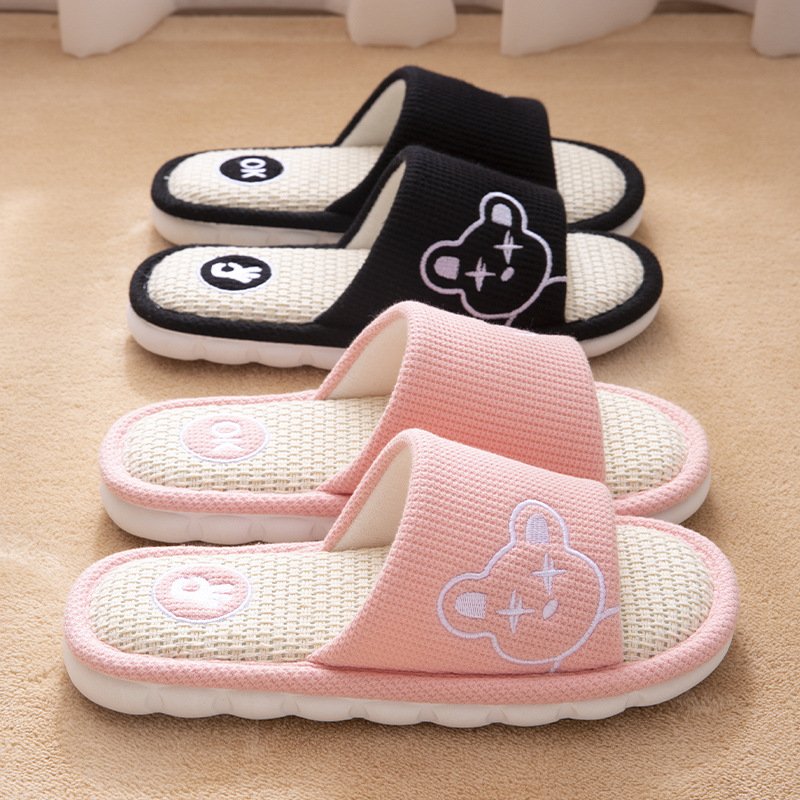 Slippers for Women Men Linen Slippers Open Toe House Shoes Summer Sandals for Indoor Outdoor Bedroom