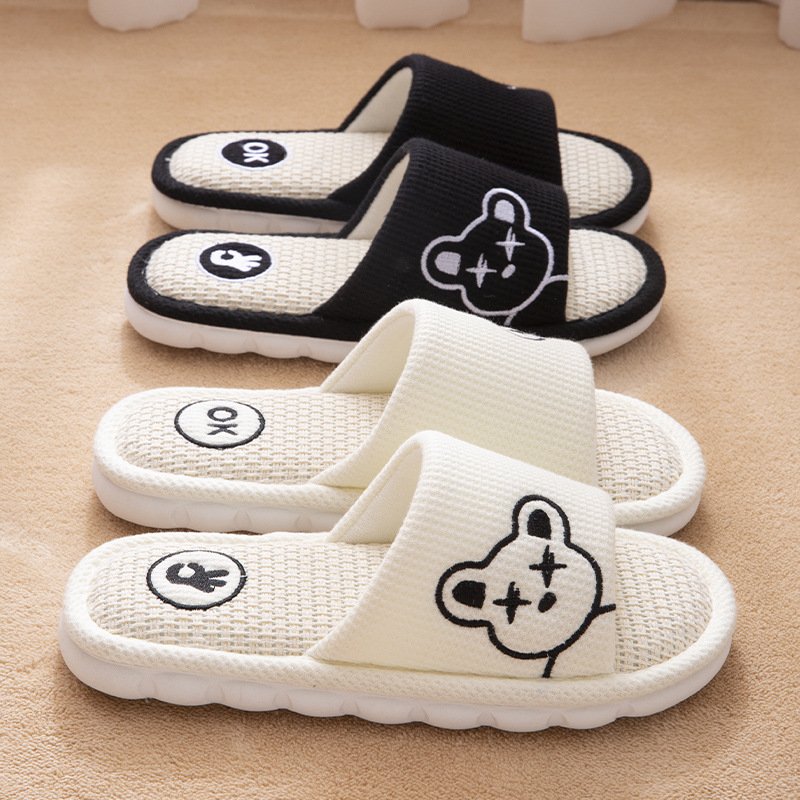 Slippers for Women Men Linen Slippers Open Toe House Shoes Summer Sandals for Indoor Outdoor Bedroom