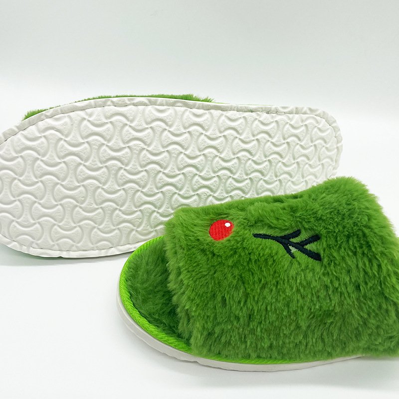 Custom Manufacturer Latest Design Winter Indoor Slippers Halloween Slippers Elk Cartoon Embroidery Shoes
