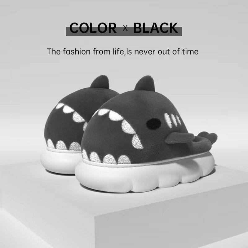 2023 Winter Plush Design Animal Men Fat Cloud Sole Indoor House lovers Shoes Unisex Shark Fur Slipper