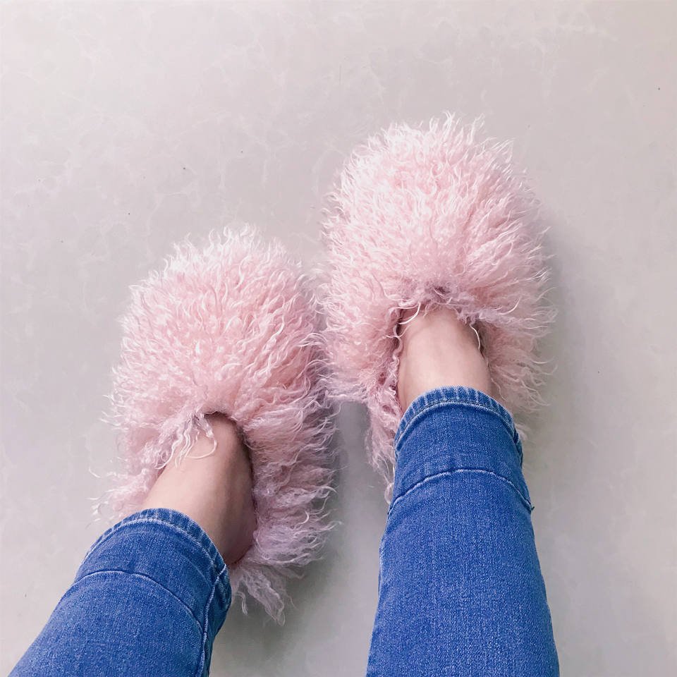 New designer fashion fur slippers soft fur real fur outdoor indoor ladies slides women slides slippers