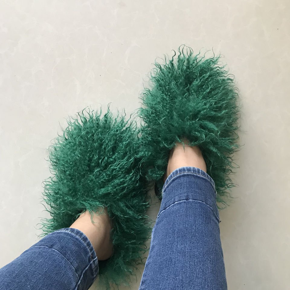 New designer fashion fur slippers soft fur real fur outdoor indoor ladies slides women slides slippers