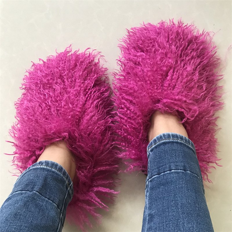 New designer fashion fur slippers soft fur real fur outdoor indoor ladies slides women slides slippers
