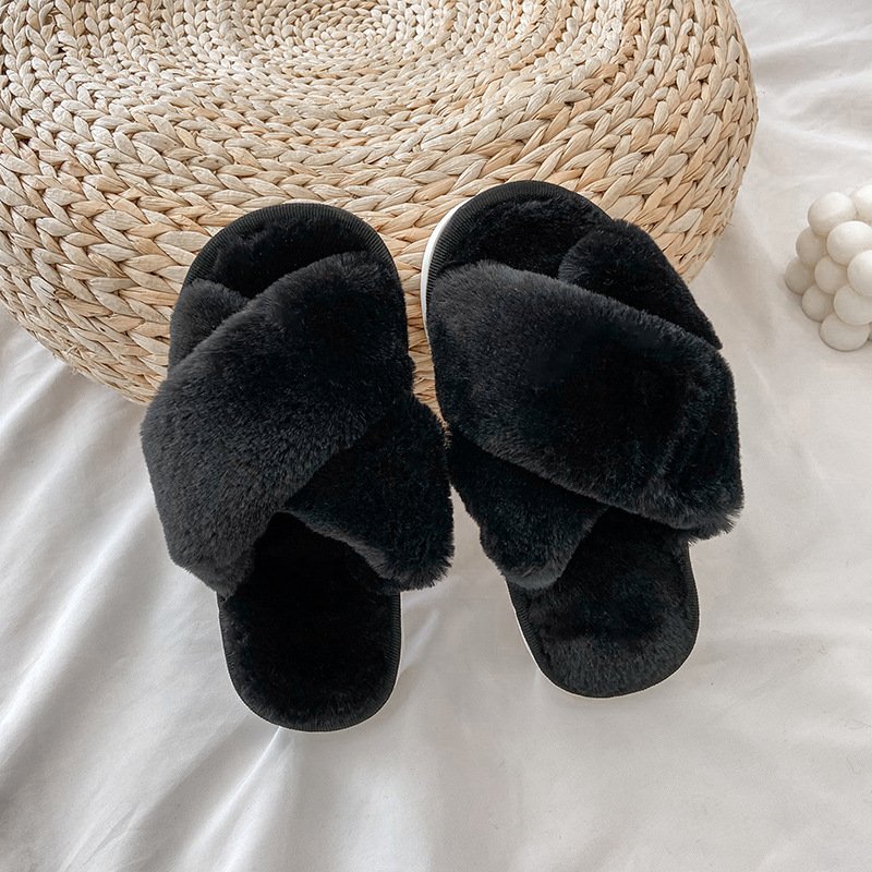 Custom House Fuzzy Fluffy Warm Flip-Flops Slippers for kids Cross Band Memory Open Toe Women Fur Home Pumpkin Slippers for women