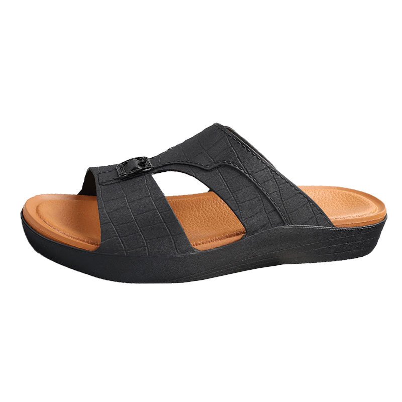 MS-019 Men's Fashion Leather Sandals Lightweight Platform Comfortable Slide Non-Slip Summer Slippers Soft Anti-Slip Mules Winter