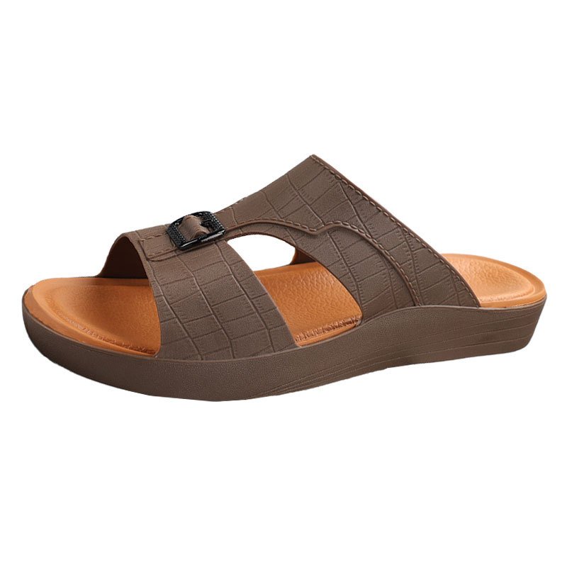 MS-019 Men's Fashion Leather Sandals Lightweight Platform Comfortable Slide Non-Slip Summer Slippers Soft Anti-Slip Mules Winter
