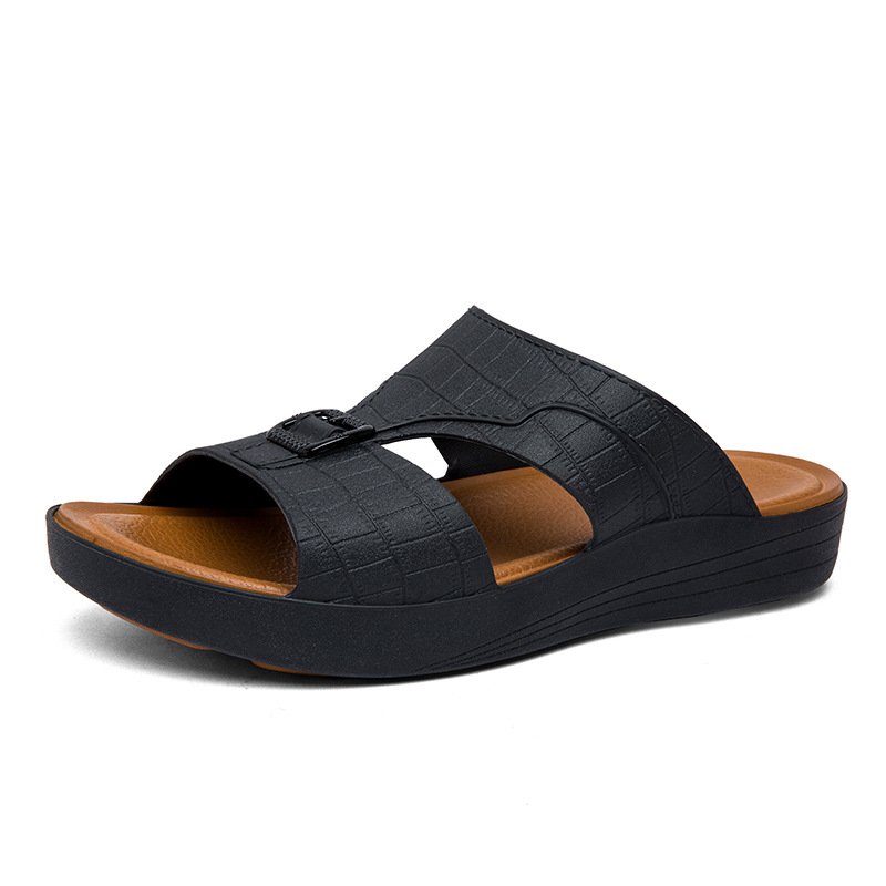 MS-019 Men's Fashion Leather Sandals Lightweight Platform Comfortable Slide Non-Slip Summer Slippers Soft Anti-Slip Mules Winter
