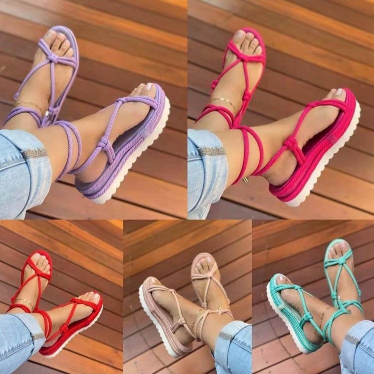 Plus Size Cheap Wholesale House Slippers 2022 Hot Woven Flat Sandals Fashion Beach Summer Sandals Women