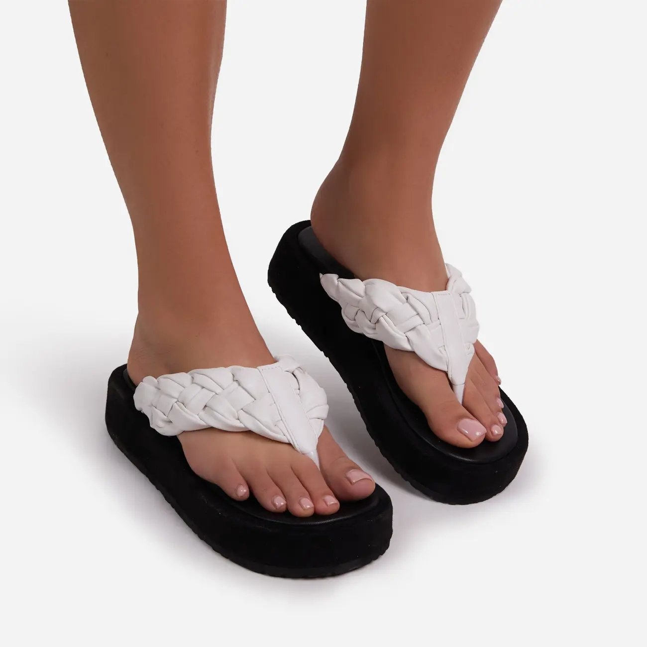 Hot Sale Summer Fashion Thick Bottom Slippers Breathable Woven Toe-Post Strap Women'S Platform Sandals