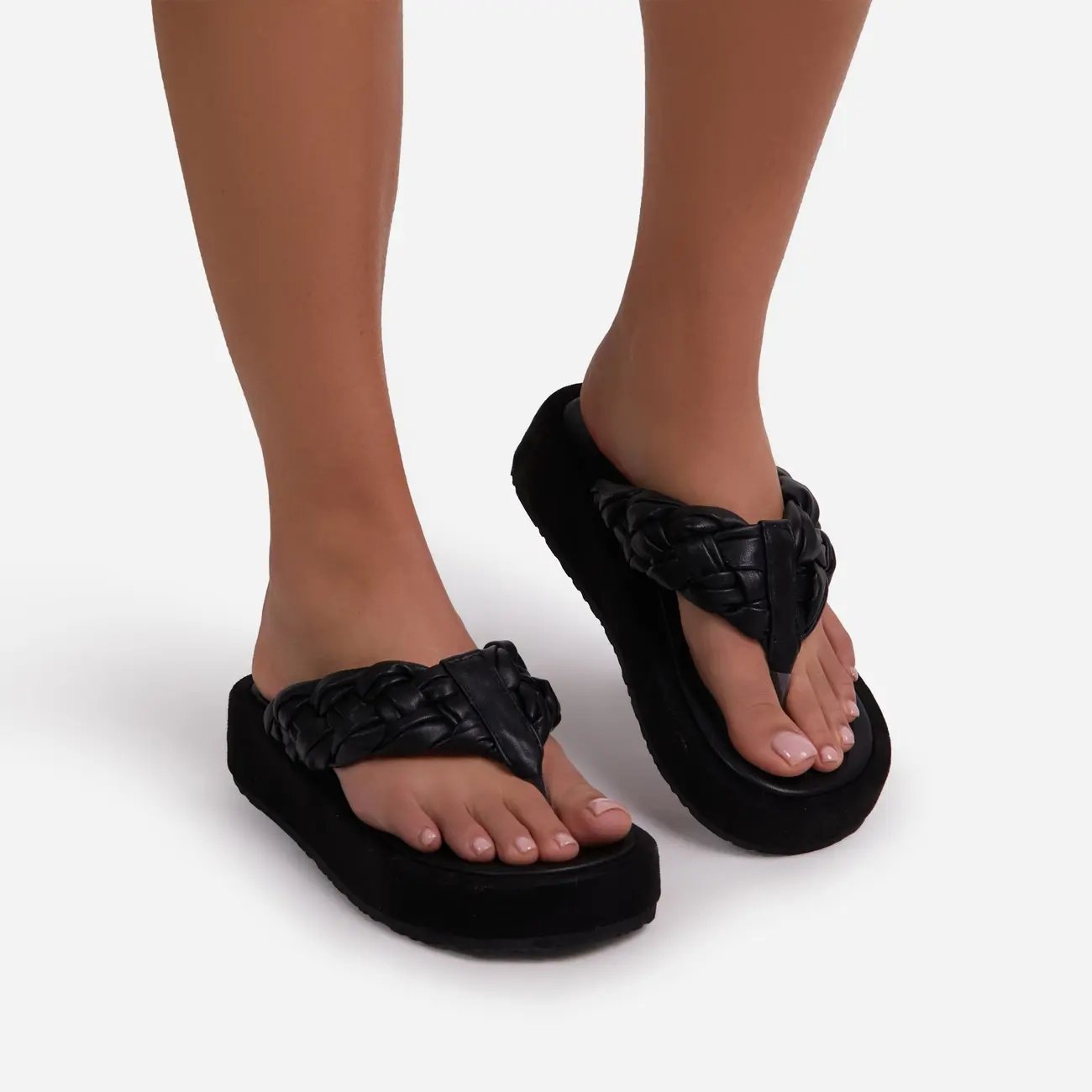 Hot Sale Summer Fashion Thick Bottom Slippers Breathable Woven Toe-Post Strap Women'S Platform Sandals